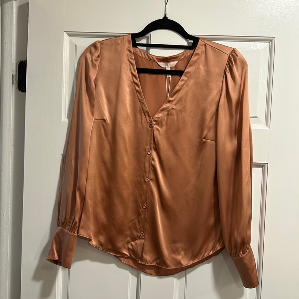 NWT Copper Silk Rebecca Taylor button down